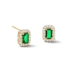 Thumbnail Image 1 of Emerald-Cut Lab-Created Emerald and 0.20 CT. T.W. Lab-Grown Diamond Frame Stud Earrings in 10K Gold (F/SI2)