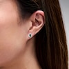 Thumbnail Image 2 of Emerald-Cut Lab-Created Emerald and 0.20 CT. T.W. Lab-Grown Diamond Frame Stud Earrings in 10K Gold (F/SI2)