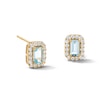 Thumbnail Image 1 of Emerald-Cut Aquamarine and 0.20 CT. T.W. Lab-Grown Diamond Frame Stud Earrings in 10K Gold (F/SI2)