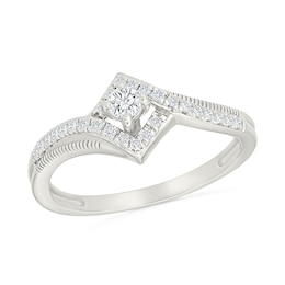 0.23 CT. T.W. Diamond Square Frame Promise Ring in 10K White Gold