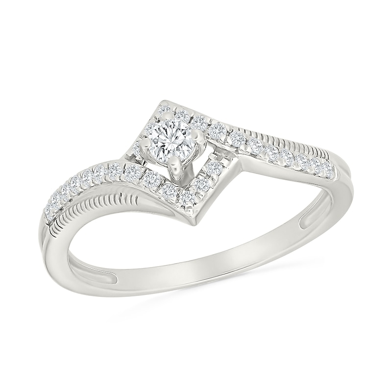 0.23 CT. T.W. Diamond Square Frame Promise Ring in 10K White Gold