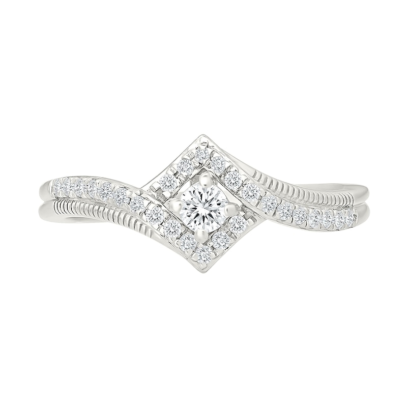 0.23 CT. T.W. Diamond Square Frame Promise Ring in 10K White Gold