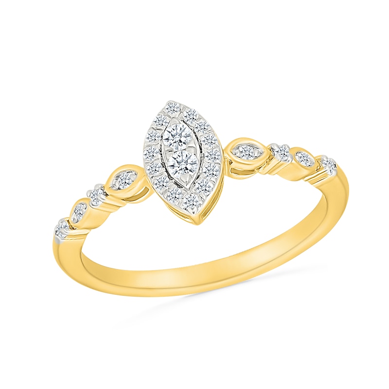 0.18 CT. T.W. Diamond Marquise Frame Promise Ring in 10K Gold