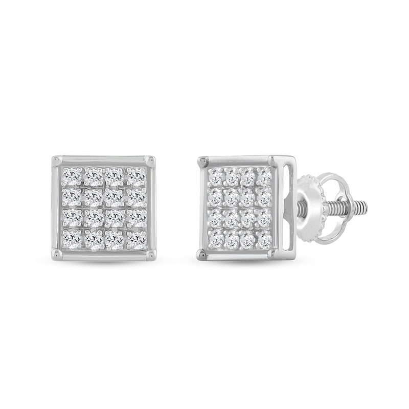0.10 CT. T.W. Multi-Diamond Square Stud Earrings in Sterling Silver