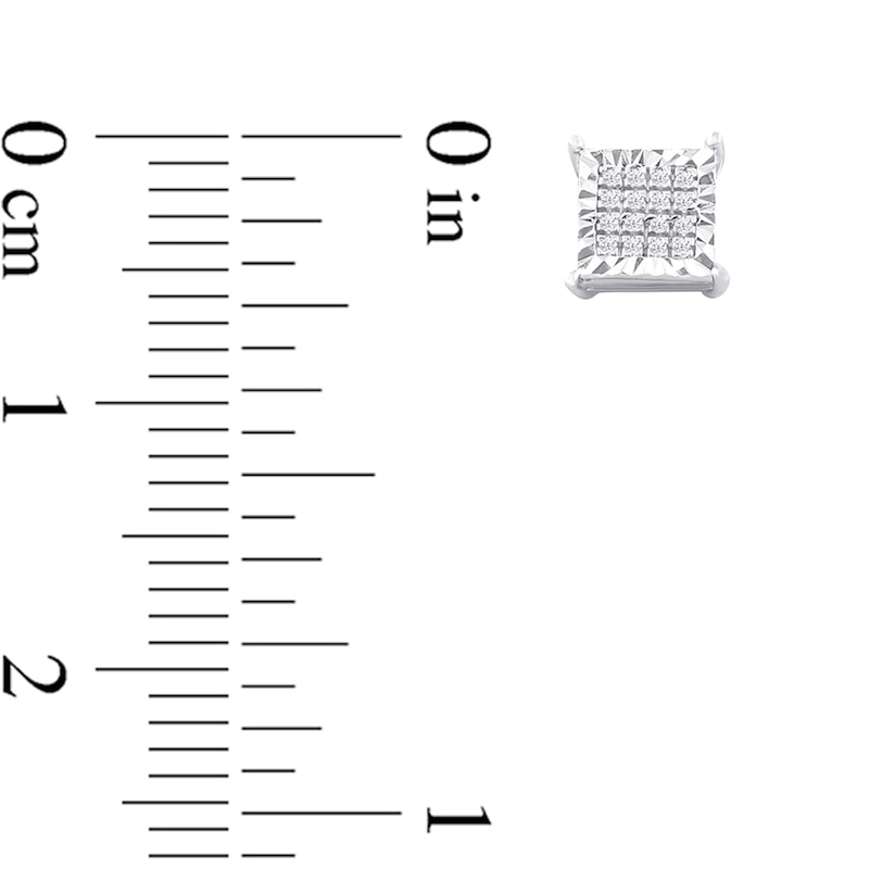 0.10 CT. T.W. Multi-Diamond Framed Square Stud Earrings in Sterling Silver