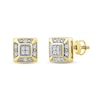 Thumbnail Image 1 of 0.10 CT. T.W. Multi-Diamond Beveled-Frame Stud Earrings in Sterling Silver with 14K Gold Plate