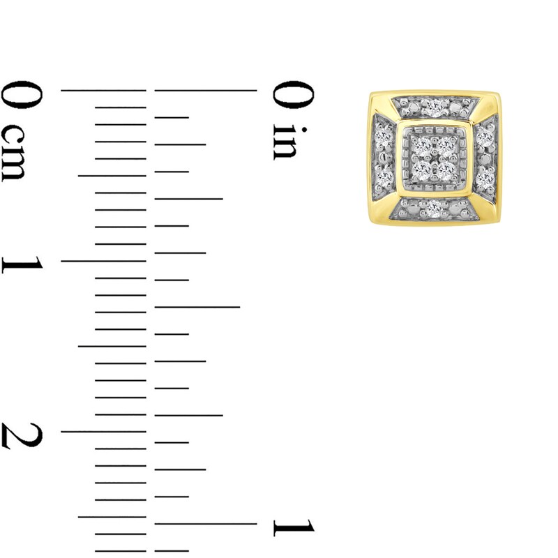 0.10 CT. T.W. Multi-Diamond Beveled-Frame Stud Earrings in Sterling Silver with 14K Gold Plate