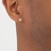 Thumbnail Image 3 of 0.10 CT. T.W. Multi-Diamond Beveled-Frame Stud Earrings in Sterling Silver with 14K Gold Plate