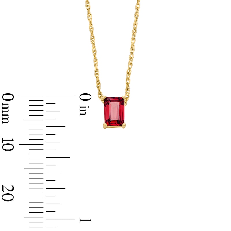 Emerald-Cut Lab-Created Ruby Solitaire Necklace in 10K Gold