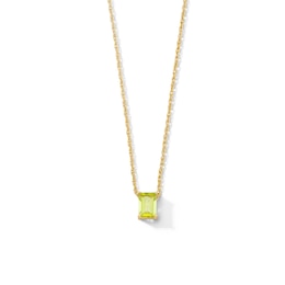 Emerald-Cut Peridot Solitaire Necklace in 10K Gold