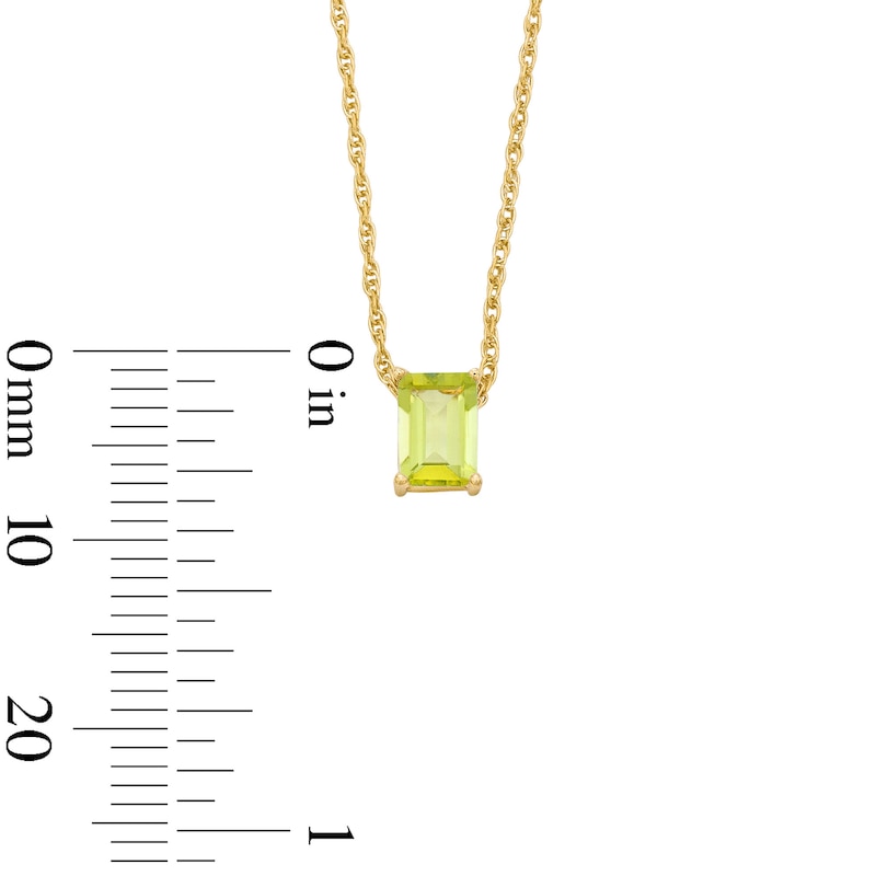Emerald-Cut Peridot Solitaire Necklace in 10K Gold