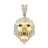 Thumbnail Image 1 of 0.50 CT. T.W. Diamond and Lab-Created Ruby Lion Head Charm in Sterling Silver with 14K Gold Plate