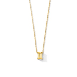 Emerald-Cut Citrine Solitaire Necklace in 10K Gold