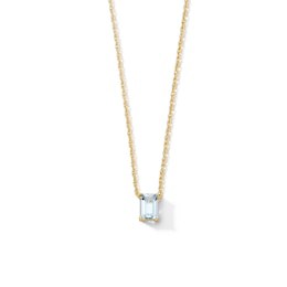 Emerald-Cut Aquamarine Solitaire Necklace in 10K Gold