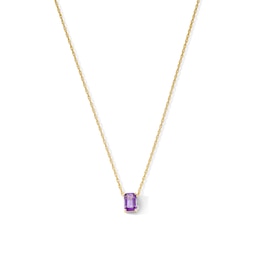 Emerald-Cut Amethyst Solitaire Pendant in 10K Gold