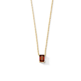 Emerald-Cut Garnet Solitaire Necklace in 10K Gold