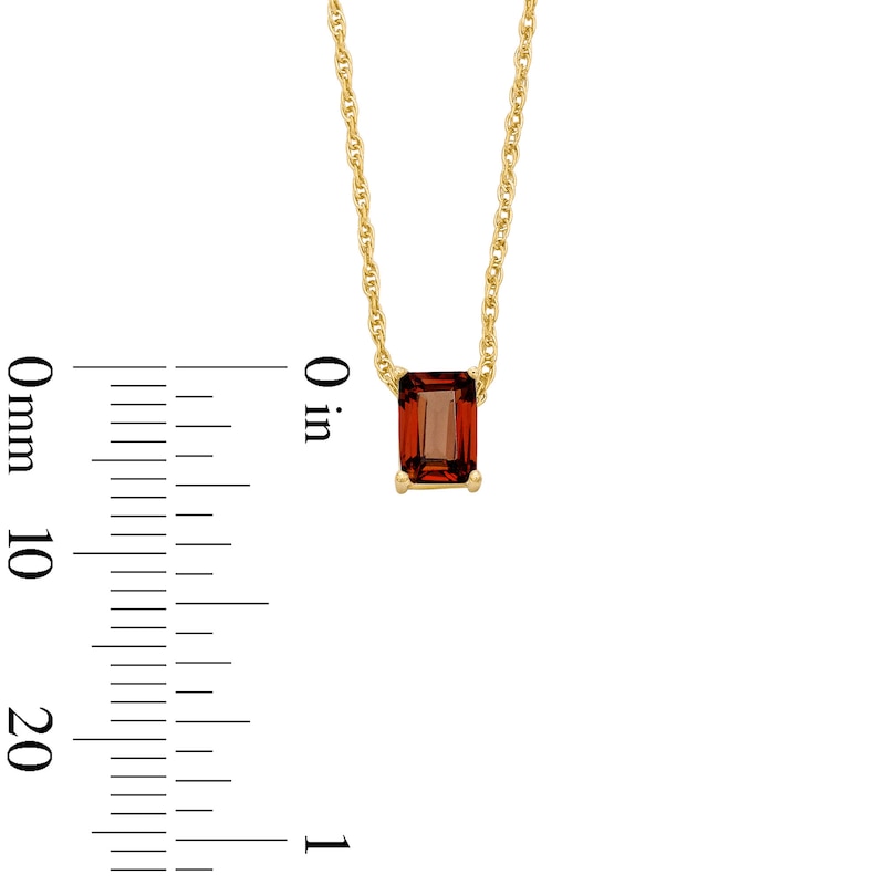 Main Image 3 of Emerald-Cut Garnet Solitaire Necklace in 10K Gold
