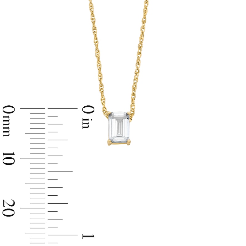 Emerald-Cut Lab-Created Sapphire Solitaire Necklace in 10K Gold