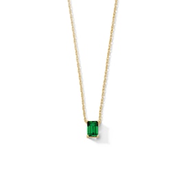 Emerald-Cut Lab-Created Emerald Solitaire Necklace in 10K Gold