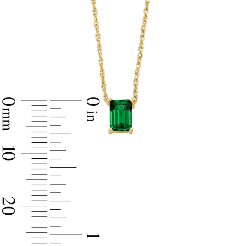 Emerald-Cut Lab-Created Emerald Solitaire Necklace in 10K Gold