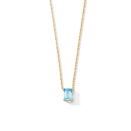 Emerald-Cut Swiss Blue Topaz Solitaire Necklace in 10K Gold