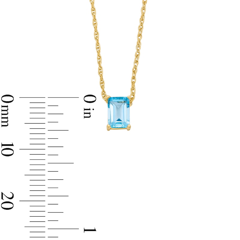 Emerald-Cut Swiss Blue Topaz Solitaire Necklace in 10K Gold