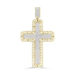 0.50 CT. T.W. Diamond Chain Frame Cross Charm in 10K Gold