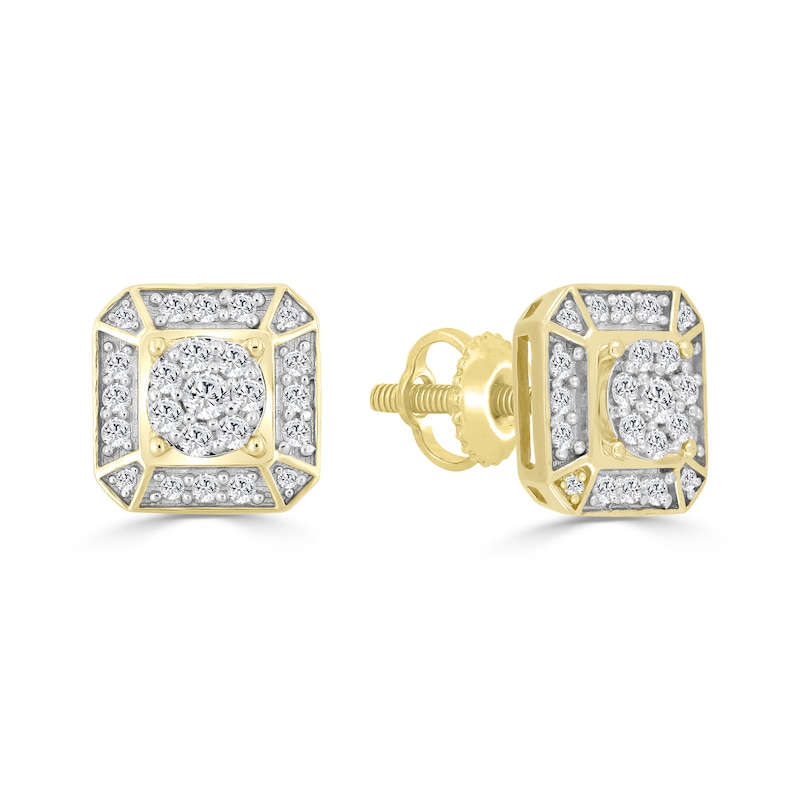 0.25 CT.T.W. Multi-Diamond Octagon Stud Earrings in Sterling Silver with 14K Gold Plate
