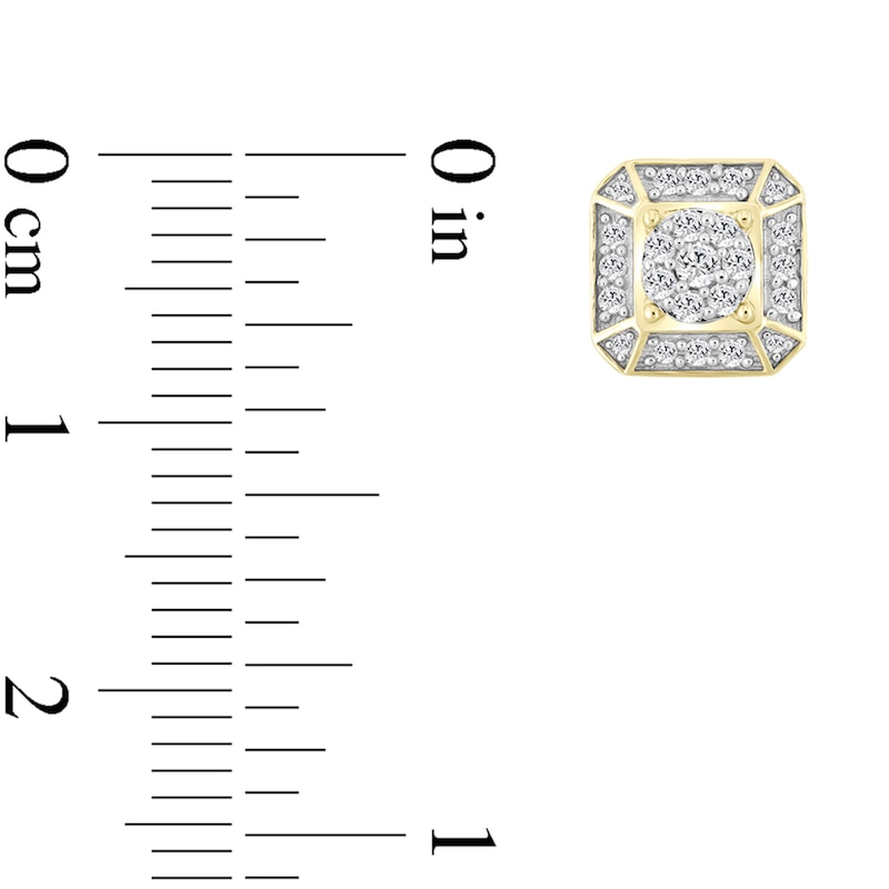 Main Image 2 of 0.25 CT.T.W. Multi-Diamond Octagon Stud Earrings in Sterling Silver with 14K Gold Plate