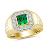 Thumbnail Image 1 of Square-Cut Lab-Created Emerald and 0.40 CT. T.W. Certified Lab-Grown Diamond Ring in 10K Gold (F/SI2)