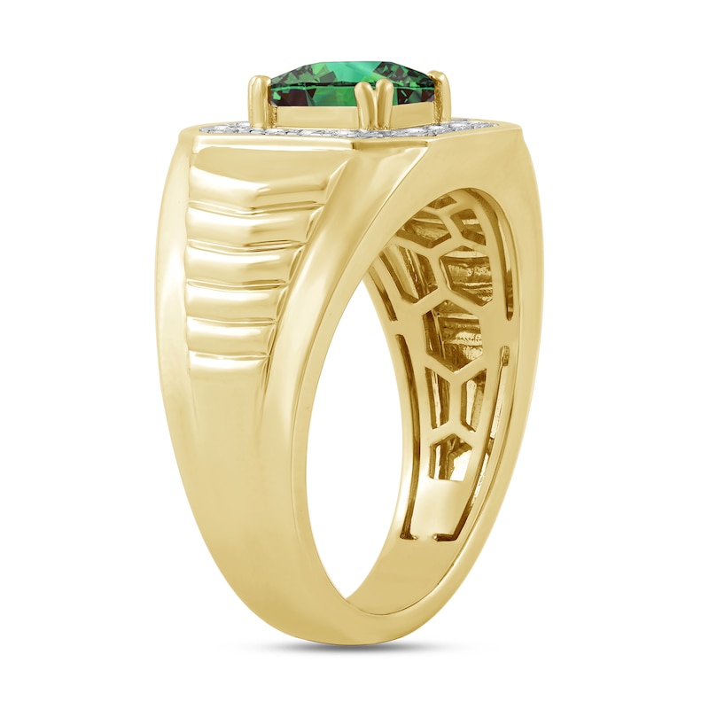 Square-Cut Lab-Created Emerald and 0.40 CT. T.W. Certified Lab-Grown Diamond Ring 10K Gold (F/SI2)