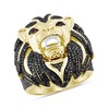 Thumbnail Image 1 of 1.75 CT. T.W. Black Diamond and Lab-Created Ruby Lion Ring in Sterling Silver with 14K Gold Plate