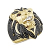 Thumbnail Image 2 of 1.75 CT. T.W. Black Diamond and Lab-Created Ruby Lion Ring in Sterling Silver with 14K Gold Plate