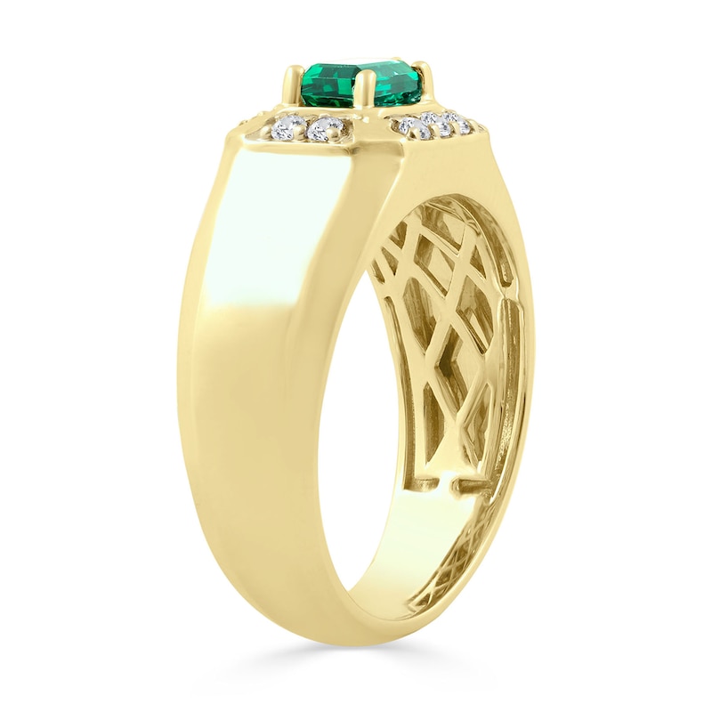 0.25 CT. T.W. Emerald-Cut Lab-Created Emerald and Certified Lab-Grown Diamond Ring 10K Gold (F/SI2)