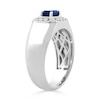 Thumbnail Image 2 of 0.25 CT. T.W. Emerald-Cut Blue Lab-Created Sapphire and Certified Lab-Grown Diamond Ring in 10K White Gold (F/SI2)