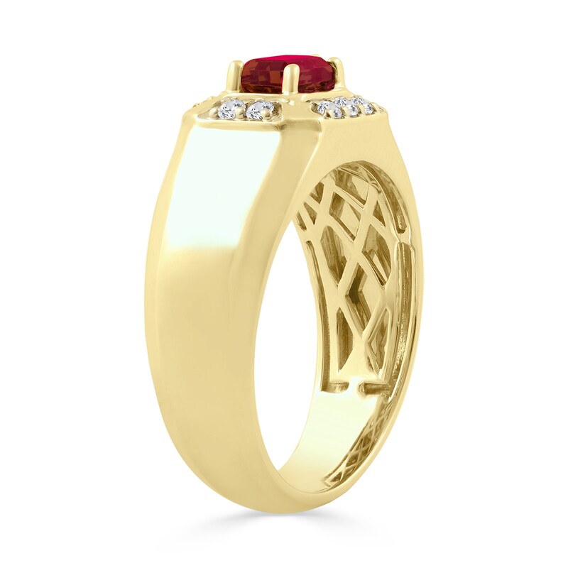 Emerald-Cut Lab-Created Ruby and 0.25 CT. T.W. Certified Lab-Grown Diamond Ring 10K Gold