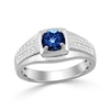 Thumbnail Image 1 of Blue Lab-Created Sapphire and 0.25 CT. T.W. Certified Lab-Grown Diamond Ring in 10K White Gold (F/SI2)