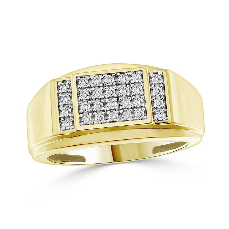 0.25 CT. T.W. Mulit-Diamond Pavé Rectangle Ring 10K Gold