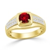 Thumbnail Image 1 of Lab-Created Ruby and 0.25 CT. T.W. Certified Lab-Grown Diamond Ring in 10K Gold (F/SI2)