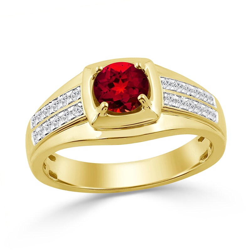 Lab-Created Ruby and 0.25 CT. T.W. Certified Lab-Grown Diamond Ring 10K Gold (F/SI2)