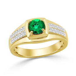 Lab-Created Emerald and 0.25 CT. T.W. Certified Lab-Grown Diamond Ring in 10K Gold (F/SI2)