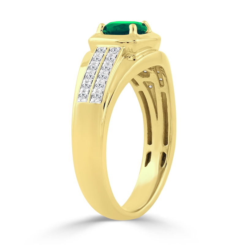 Lab-Created Emerald and 0.25 CT. T.W. Certified Lab-Grown Diamond Ring 10K Gold (F/SI2)