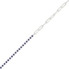Thumbnail Image 1 of Blue Lab-Created Sapphire Paper Clip Chain Bracelet in Sterling Silver - 7.5"