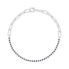 Thumbnail Image 2 of Blue Lab-Created Sapphire Paper Clip Chain Bracelet in Sterling Silver - 7.5"