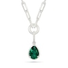 Thumbnail Image 1 of Pear-Shaped Lab-Created Emerald Drop Paper Clip Chain Necklace in Sterling Silver - 18"
