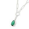 Thumbnail Image 2 of Pear-Shaped Lab-Created Emerald Drop Paper Clip Chain Necklace in Sterling Silver - 18"