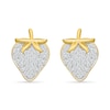 Thumbnail Image 1 of White Lab-Created Sapphire Strawberry Stud Earrings in Sterling Siver with 24K Gold Plate