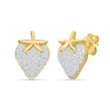 Thumbnail Image 2 of White Lab-Created Sapphire Strawberry Stud Earrings in Sterling Siver with 24K Gold Plate