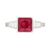 Thumbnail Image 2 of Square-Cut Lab-Created Ruby and Baguette-Cut White Lab-Created Sapphire Ring in Sterling Silver with 24K Gold Plate