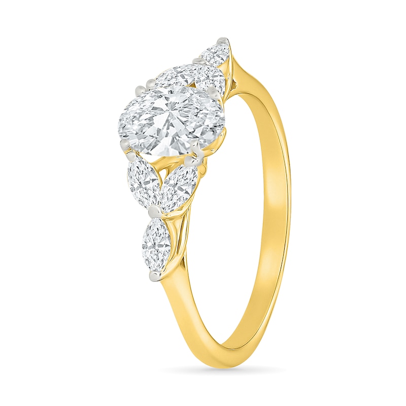 Oval & Marquise-Cut Lab-Created Sapphire Ring Sterling Silver with 24K Gold Plate